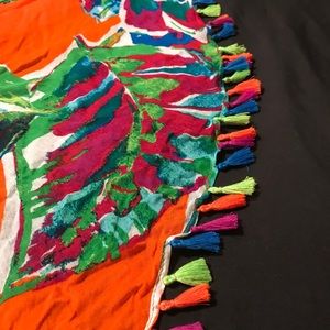 Abstract print Loft scarf with tassels